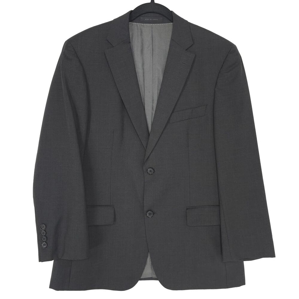 HUGO BOSS Mens Sport Coat Blazer 38S 100% Virgin Wool Business Charcoal Gray